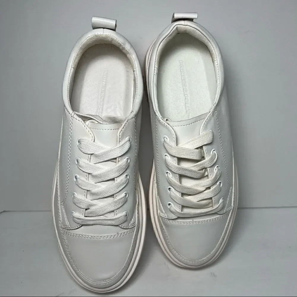 ‎Princess Polly Dylan White Eco Vegan Leather Platform Sneakers 9